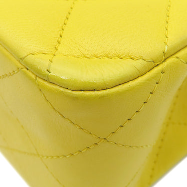 シャネル CHANEL マトラッセ 25 Wチェーン イエロー ラムスキン ショルダーバッグ シルバー金具 黄 ダブルフラップ ダブルチェーン