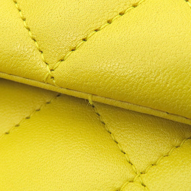 シャネル CHANEL マトラッセ 25 Wチェーン イエロー ラムスキン ショルダーバッグ シルバー金具 黄 ダブルフラップ ダブルチェーン