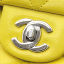シャネル CHANEL マトラッセ 25 Wチェーン イエロー ラムスキン ショルダーバッグ シルバー金具 黄 ダブルフラップ ダブルチェーン