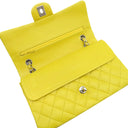 シャネル CHANEL マトラッセ 25 Wチェーン イエロー ラムスキン ショルダーバッグ シルバー金具 黄 ダブルフラップ ダブルチェーン