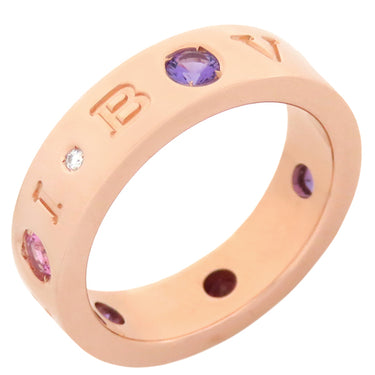 ブルガリ BVLGARI ローマンソルベ ピングゴールド K18YG アメジスト ピンクトルマリン ダイヤモンド #50(JP10) リング 指輪 750AU 9.5号