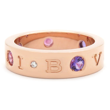 ブルガリ BVLGARI ローマンソルベ ピングゴールド K18YG アメジスト ピンクトルマリン ダイヤモンド #50(JP10) リング 指輪 750AU 9.5号