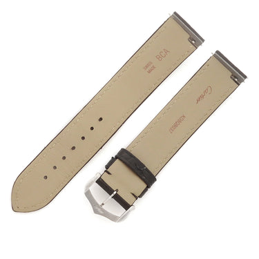 カルティエ Cartier ブラック クロコダイル ステンレススチール 腕時計パーツ 新品同様 純正 替え クロコバンド ベルト ストラップ 純正尾錠付き 19ｍｍ 黒