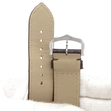 カルティエ Cartier ブラック クロコダイル ステンレススチール 腕時計パーツ 新品同様 純正 替え クロコバンド ベルト ストラップ 純正尾錠付き 19ｍｍ 黒