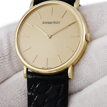 腕時計 オーデマピゲ AUDEMARS PIGUET エクストラ フラット 15048BA.OO.A001CR.01 手巻き メンズ OH済 K18YG無垢 イエローゴールド バー