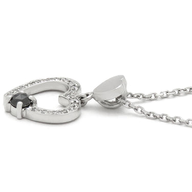 ノンブランド NON BRAND ブラックダイヤ ペンダント ホワイトゴールド K18WG ダイヤモンド ブラックダイヤモンド ネックレス ハートモチーフ