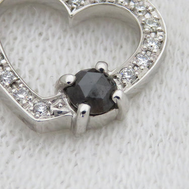 ノンブランド NON BRAND ブラックダイヤ ペンダント ホワイトゴールド K18WG ダイヤモンド ブラックダイヤモンド ネックレス ハートモチーフ