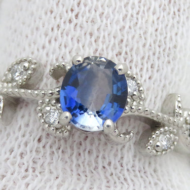 ノンブランド NON BRAND サファイア ダイヤリング プラチナシルバー Pt900 サファイア ダイヤモンド リング 指輪 11号