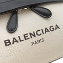 バレンシアガ BALENCIAGA バックパック ホワイト×ブラック キャンバス レザー リュック・デイパック シルバー金具 リュックサック 白 黒
