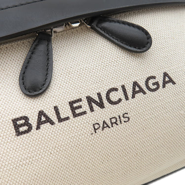 バレンシアガ BALENCIAGA バックパック ホワイト×ブラック キャンバス レザー リュック・デイパック シルバー金具 リュックサック 白 黒