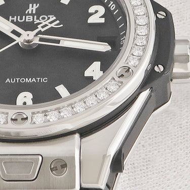 腕時計 ウブロ HUBLOT ビッグバン ワンクリック スチールダイヤモンド 465.SX.1170.RX.1204 自動巻き メンズ 純正ダイヤ ブラック