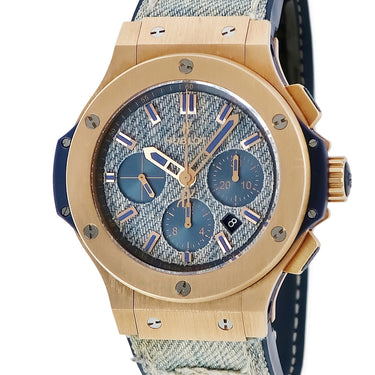 腕時計 ウブロ HUBLOT ビッグバン ジーンズ クロノ 301.PL.2780.NR.JEANS 自動巻き メンズ K18RG無垢 限定 ラウンド