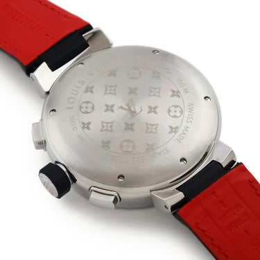 腕時計 ルイヴィトン LOUIS VUITTON タンブール ヴォワイヤージュ クロノグラフ Q102C 自動巻き メンズ グレー バー アラビア 限定