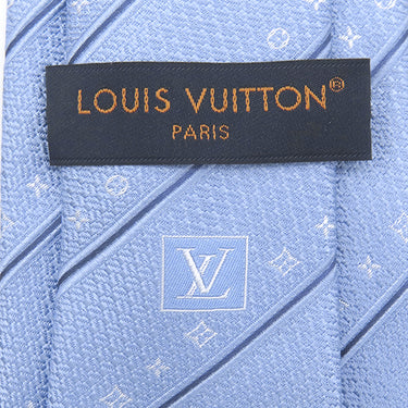 ルイヴィトン LOUIS VUITTON ストライプス 8CM M79441 ブルークレール シルク ネクタイ ライトブルー シグネチャーパターン