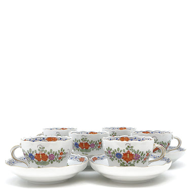 マイセン MEISSEN インドの華 カップ＆ソーサー 6客セット ホワイト×マルチカラー×ゴールド 陶磁器 食器 白 コーヒー ティー