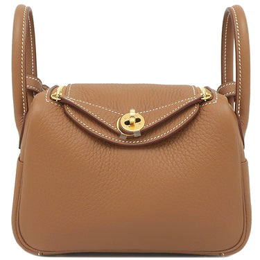 エルメス HERMES リンディ 2 ミニ 20 ゴールド トリヨンクレマンス ショルダーバッグ ゴールド金具 新品 未使用 茶 新刻印