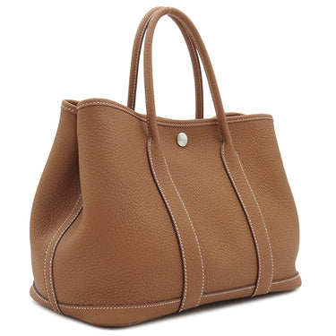 エルメス HERMES ガーデンパーティーTPM ゴールド ネゴンダ トートバッグ シルバー金具 茶