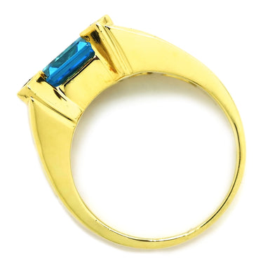 ノンブランド NON BRAND ブルートパーズ ダイヤモンド リング イエローゴールド K18YG ブルートパーズ ダイヤモンド リング 指輪 青 750 バゲット 16号