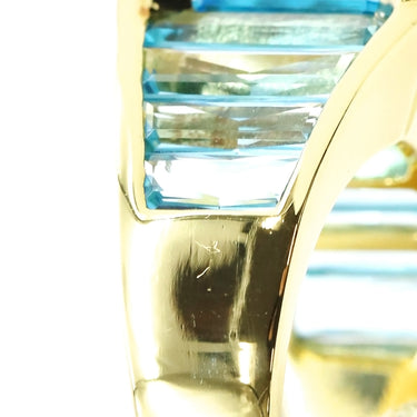 ノンブランド NON BRAND ブルートパーズ ダイヤモンド リング イエローゴールド K18YG ブルートパーズ ダイヤモンド リング 指輪 青 750 バゲット 16号