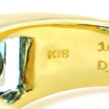 ノンブランド NON BRAND ブルートパーズ ダイヤモンド リング イエローゴールド K18YG ブルートパーズ ダイヤモンド リング 指輪 青 750 バゲット 16号