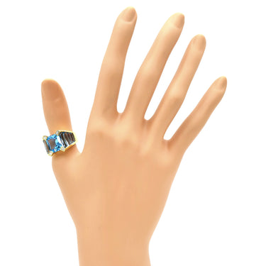 ノンブランド NON BRAND ブルートパーズ ダイヤモンド リング イエローゴールド K18YG ブルートパーズ ダイヤモンド リング 指輪 青 750 バゲット 16号