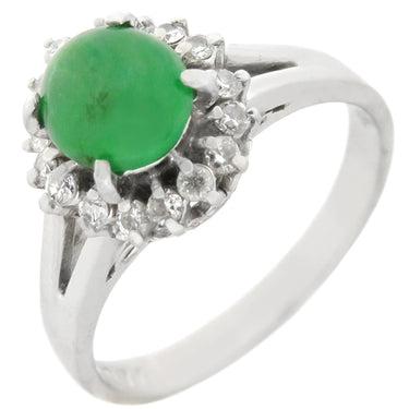 ノンブランド NON BRAND ヒスイ ダイヤリング プラチナシルバー Pt900 ヒスイ ダイヤモンド リング 指輪 翡翠 9.5号