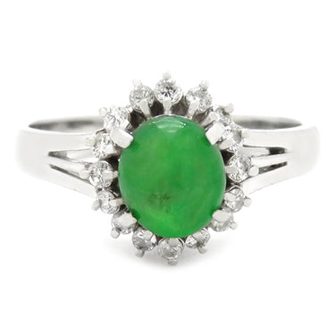 ノンブランド NON BRAND ヒスイ ダイヤリング プラチナシルバー Pt900 ヒスイ ダイヤモンド リング 指輪 翡翠 9.5号