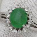 ノンブランド NON BRAND ヒスイ ダイヤリング プラチナシルバー Pt900 ヒスイ ダイヤモンド リング 指輪 翡翠 9.5号