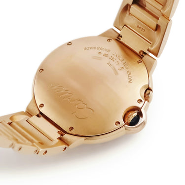 腕時計 カルティエ Cartier バロンブルー ドゥ カルティエ W6920035 クオーツ メンズ OH済 K18RG無垢 シェル ローマン