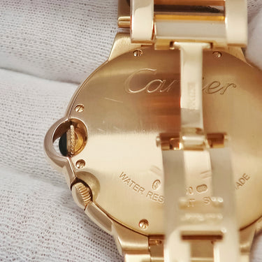 腕時計 カルティエ Cartier バロンブルー ドゥ カルティエ W6920035 クオーツ メンズ OH済 K18RG無垢 シェル ローマン