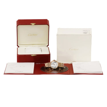 腕時計 カルティエ Cartier バロンブルー ドゥ カルティエ W6920035 クオーツ メンズ OH済 K18RG無垢 シェル ローマン