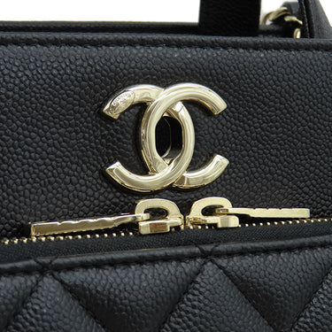 シャネル CHANEL ビジネスアフィニティ A93750 ブラック キャビアスキン 2WAYバッグ シャンパンゴールド金具 ショルダー ハンドバッグ 黒