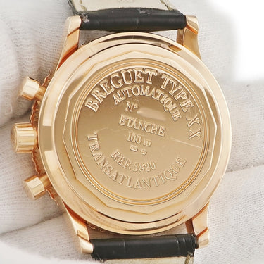 腕時計 ブレゲ BREGUET タイプXX トランスアトランティック 3820BR/F2/3W6 自動巻き メンズ K18RG無垢製 ブラック フライバック