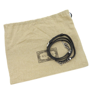 グッチ GUCCI ダブルGプレート 739721 ブラック レザー 2WAYバッグ シルバー金具 黒 ショルダー 斜め掛け クラッチ