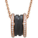 ブルガリ BVLGARI ビーゼロワン ダイヤ ピンクゴールドXブラック K18PG セラミック ダイヤモンド ネックレス B-zero1 ペンダント 18K 750PG 黒