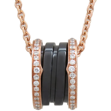 ブルガリ BVLGARI ビーゼロワン ダイヤ ピンクゴールドXブラック K18PG セラミック ダイヤモンド ネックレス B-zero1 ペンダント 18K 750PG 黒