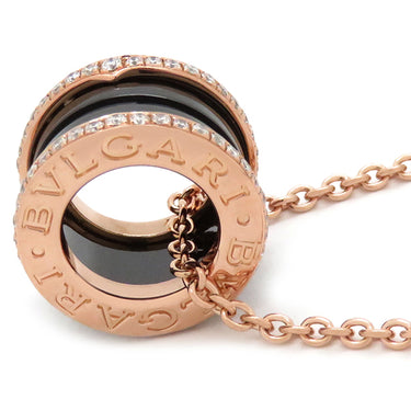ブルガリ BVLGARI ビーゼロワン ダイヤ ピンクゴールドXブラック K18PG セラミック ダイヤモンド ネックレス B-zero1 ペンダント 18K 750PG 黒