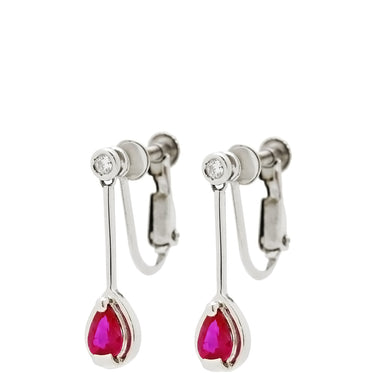 ノンブランド NON BRAND ルビー ダイヤ イヤリング ホワイトゴールド×プラチナシルバー K14WG Pt900 ルビー ダイヤモンド イヤリング Pt900 コンビ 750 レッド 赤