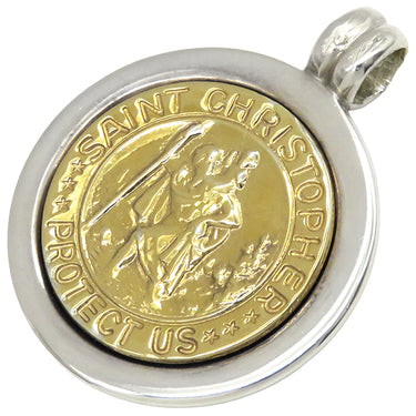 ティファニー Tiffany & Co セント クリストファー コイン イエローゴールドXシルバー K18YG シルバー925 ペンダントトップ 750AU AG925