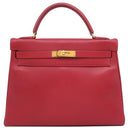 エルメス HERMES ケリー32 内縫い ルージュヴィフ クシュベル 2WAYバッグ ゴールド金具 赤 ハンドバッグ ショルダー