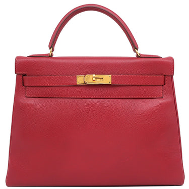 エルメス HERMES ケリー32 内縫い ルージュヴィフ クシュベル 2WAYバッグ ゴールド金具 赤 ハンドバッグ ショルダー