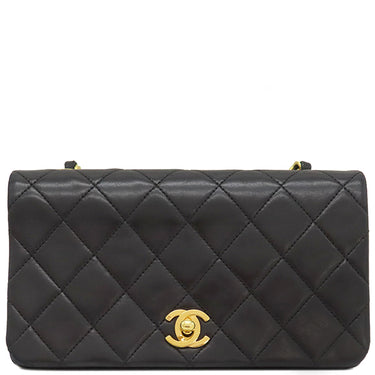 シャネル CHANEL マトラッセ フルフラップ ミニ ブラック ラムスキン ショルダーバッグ ゴールド金具 黒 チェーンショルダ― ココマーク