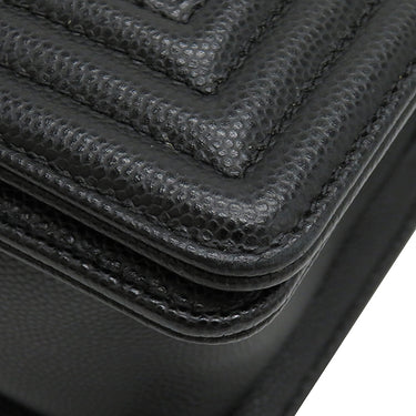 シャネル CHANEL ボーイシャネル ミニ チェーンショルダー A67085 ブラック キャビアスキン ショルダーバッグ ゴールド金具 黒