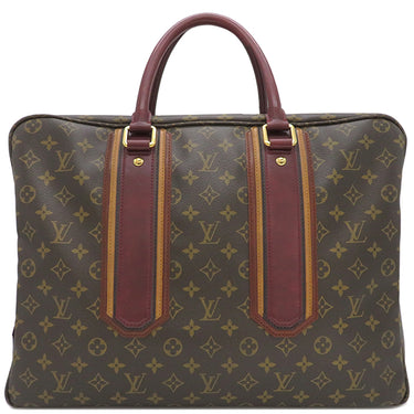 ルイヴィトン LOUIS VUITTON アントラシット ポルト ドギュマン M95531 モノグラム×レッド モノグラムキャンバス ビジネスバッグ ゴールド金具 茶 ブリーフケース ネームタグ・鍵1本欠品