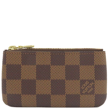 ルイヴィトン LOUIS VUITTON カードキーケース ポシェット クレ N62658 ダミエエベヌ ダミエキャンバス コインケース ゴールド金具 茶 キーチェーン付き
