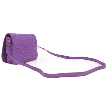 ボッテガヴェネタ BOTTEGA VENETA イントレチャート パープル レザー ショルダーバッグ ガンメタル金具 紫
