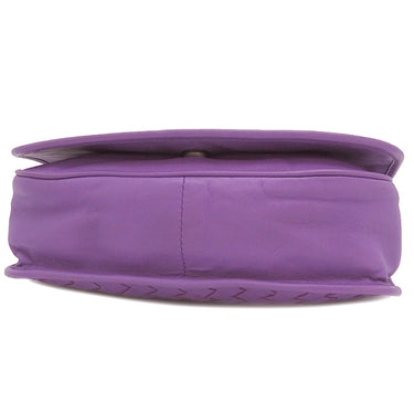 ボッテガヴェネタ BOTTEGA VENETA イントレチャート パープル レザー ショルダーバッグ ガンメタル金具 紫