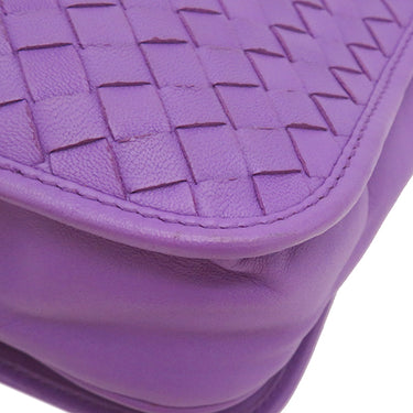 ボッテガヴェネタ BOTTEGA VENETA イントレチャート パープル レザー ショルダーバッグ ガンメタル金具 紫