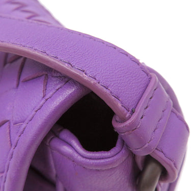 ボッテガヴェネタ BOTTEGA VENETA イントレチャート パープル レザー ショルダーバッグ ガンメタル金具 紫