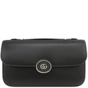 グッチ GUCCI ダブルGプレート 739721 ブラック レザー 2WAYバッグ シルバー金具 黒 ショルダー クラッチ
